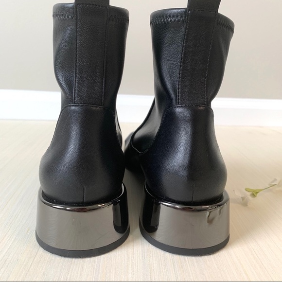 Zara Black Leather Metallic Heeled Boots Size 7 - Picture 5 of 8